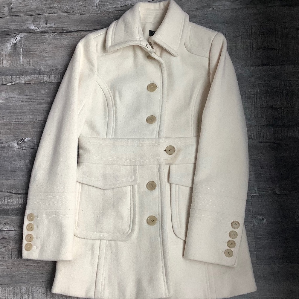 J Crew Wool Coat Ivory Womens Size 4